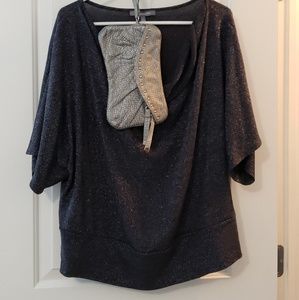 NY Collection Black cowl neck top XL w/purse